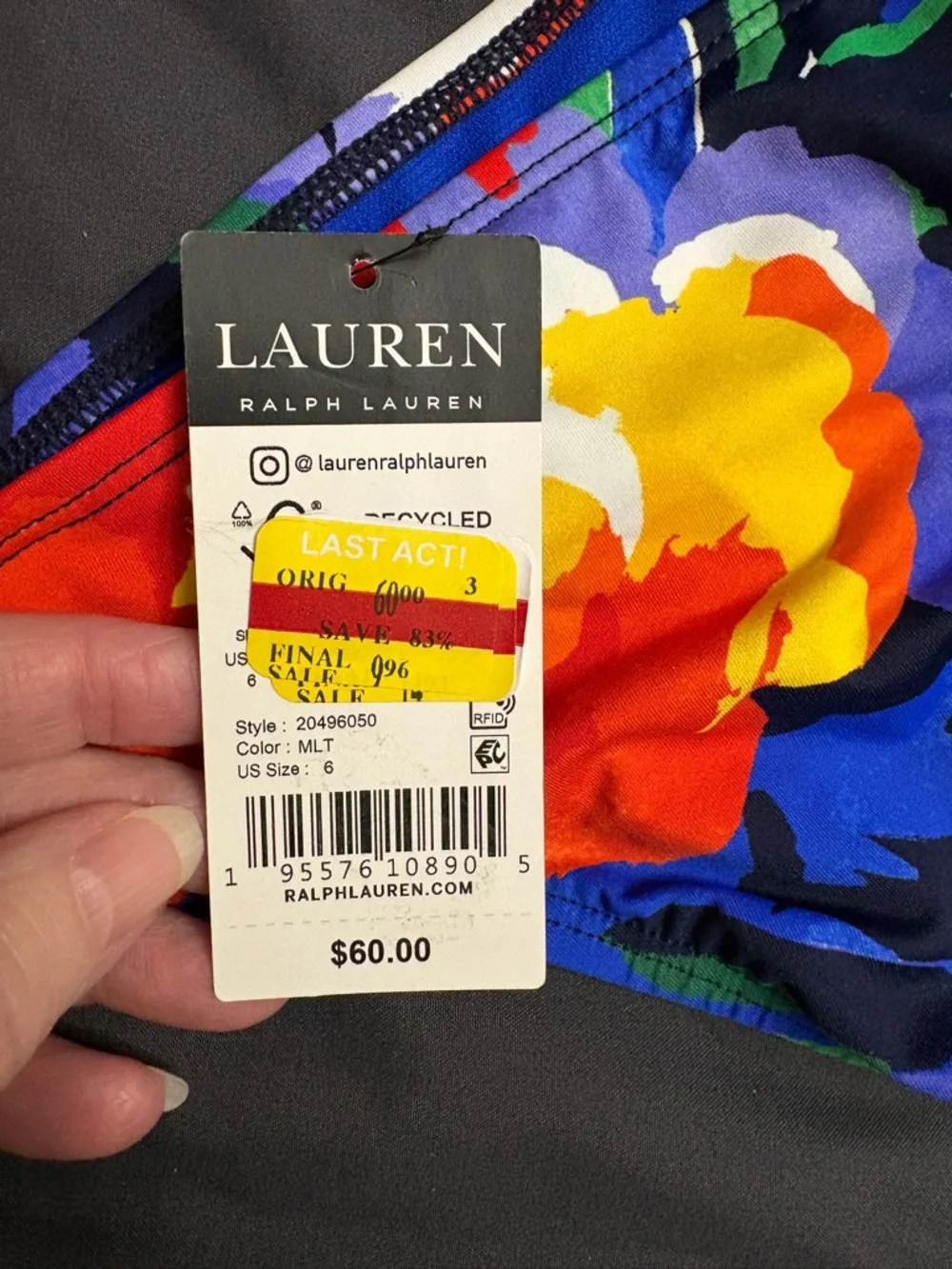LAUREN RALPH LAUREN Floral Bikini Bottoms - Size: 6 - NWT